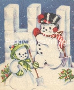 Vintage Snowman and lady hi image