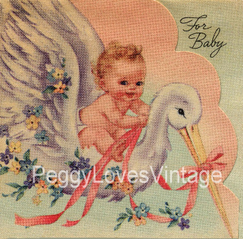 Baby Riding Stork Image