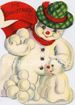 Vintage Snowman with snowballs image